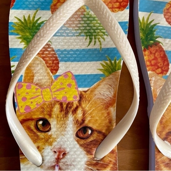 Party Cat Tropical Beach Pool Flip Flops, Womens size 11 & Unisex, Mens 9.5 - Picture 4 of 14